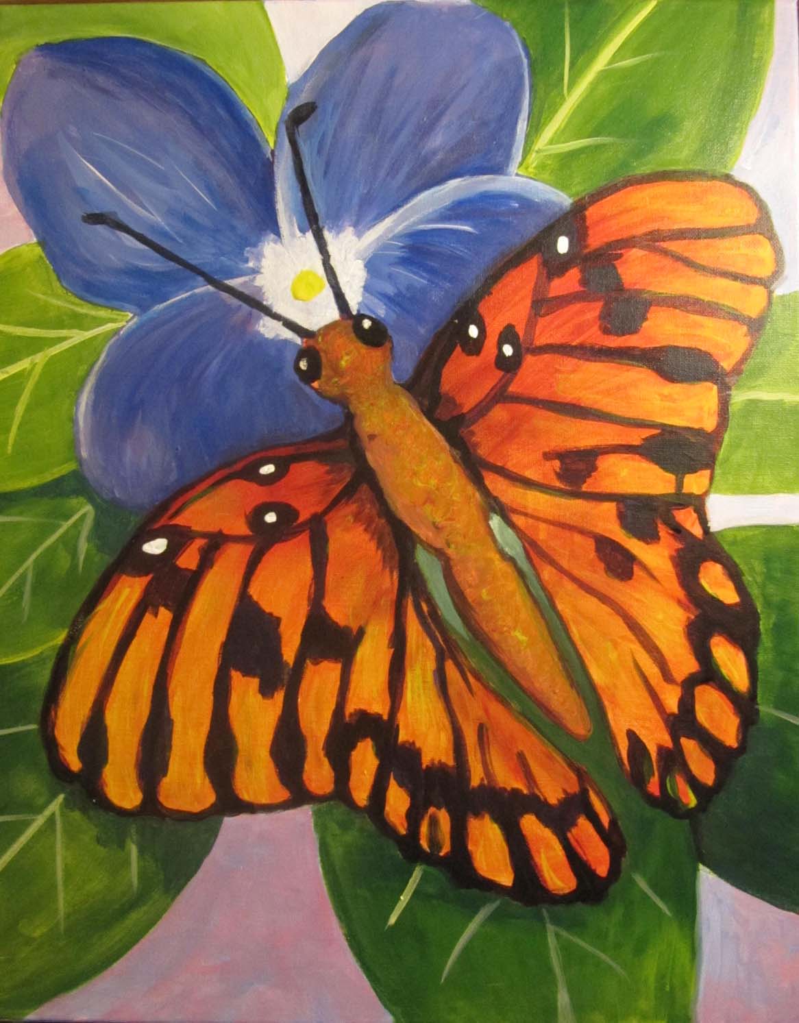 Finished Original butterfly acrylic paiting