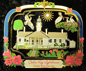 Cedar Key Lighthouse Brass Ornament