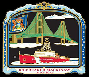 IceBreaker Mackinaw brass ornament design